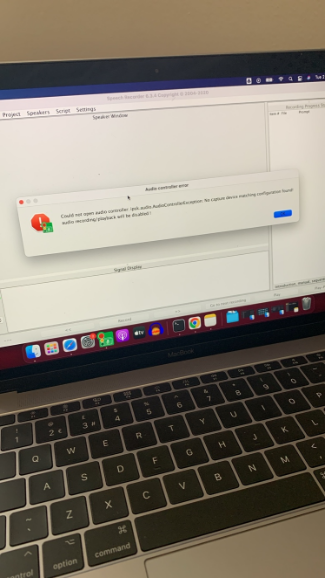Image from July 22 session, issue with processing sound and SpeechRecorder not working