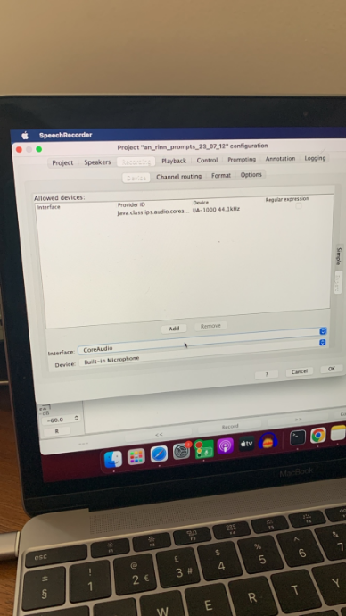 Resetting SpeechRecorder settings to align with 2023 prompts corpus