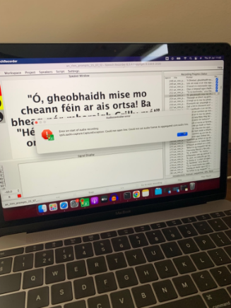 2023 Prompts - Issue with input to SpeechRecorder, indicated need to check amplifier and interface settings.